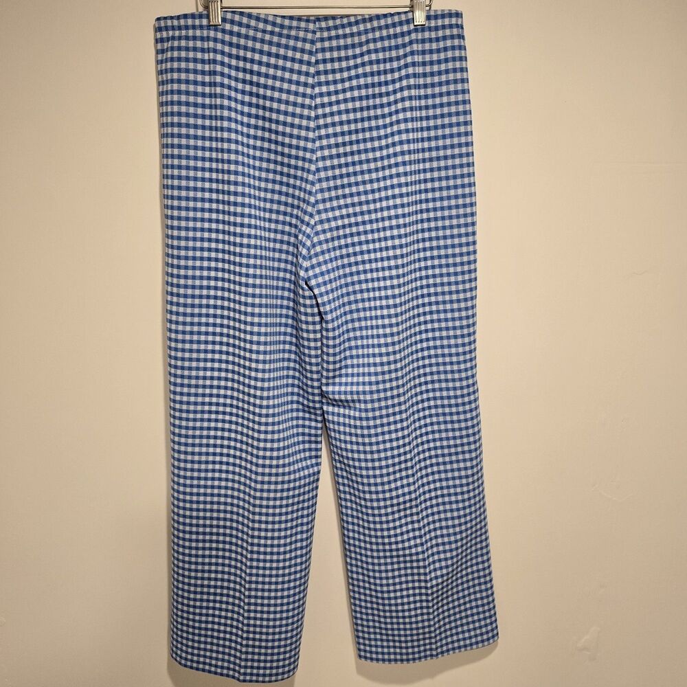 True Vintage 70s Sears Pants Womens 18 Wide Leg Blue Gingham Plaid Leisure USA - Picture 4 of 11